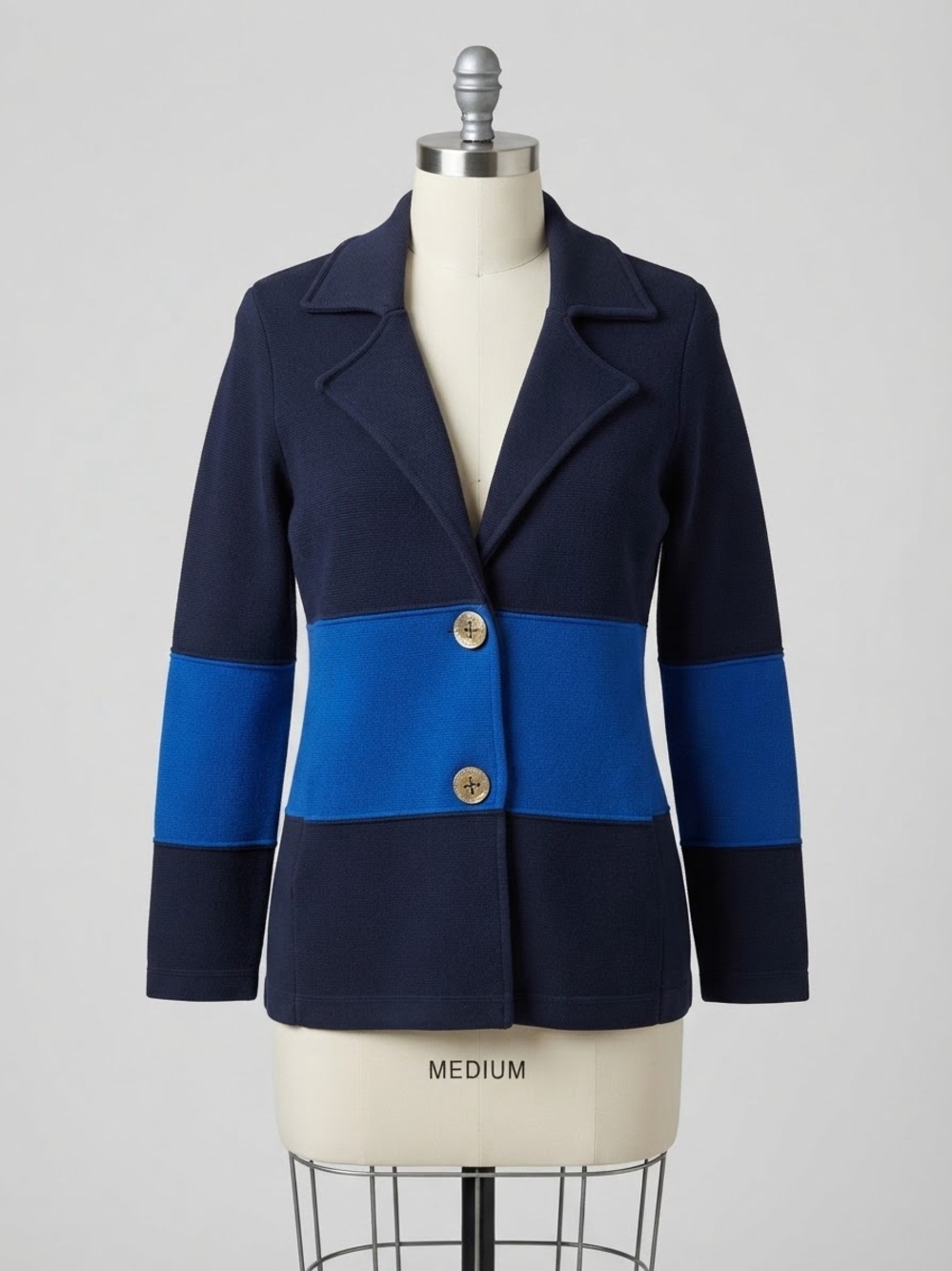 Coldwater Creek Navy and Royal Blue Colorblock Blazer